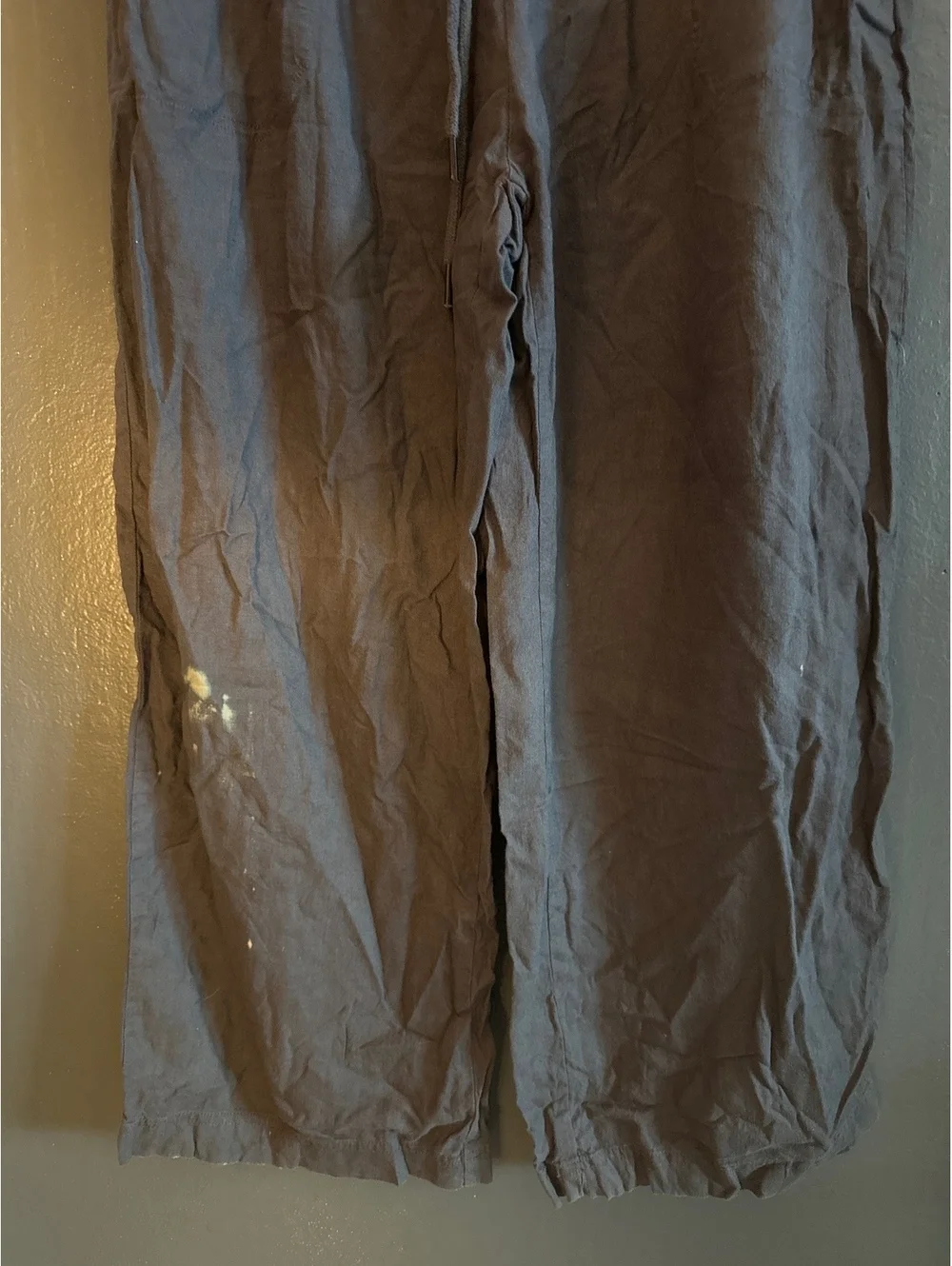 Splendid Women's Large Gray Casual Linen Blend Pants with Drawstring Waist